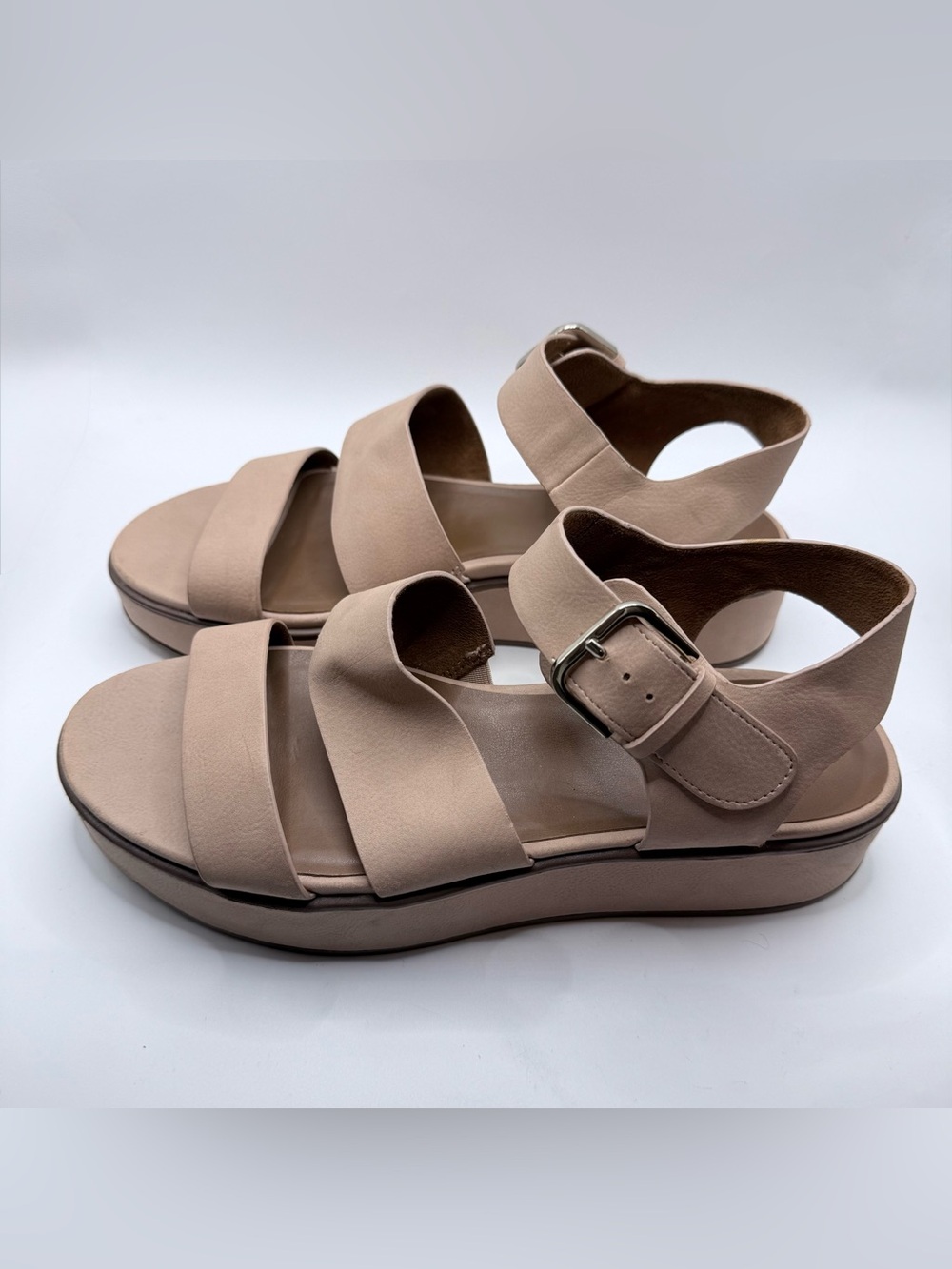 Naturalizer Brooke Platform Sandals Vintage Mauve Nude Size 8.5 Leather Comfort